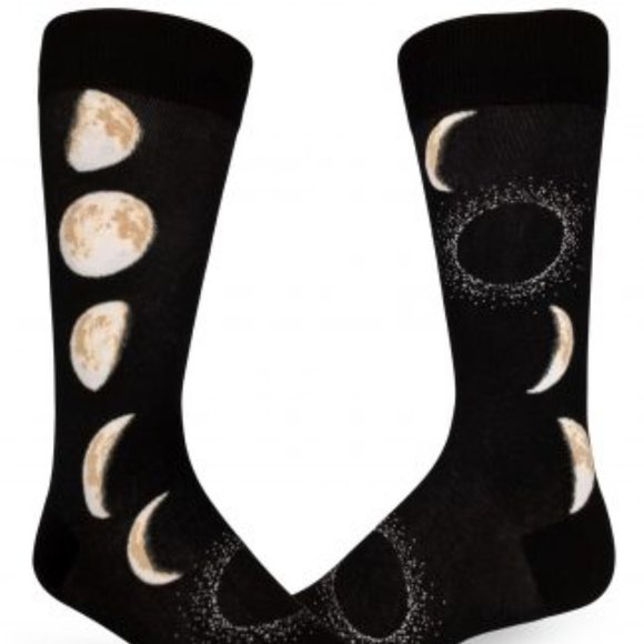 NWT Men's/Unisex Crew Length Moon Phases Unisex Socks LG size Planets Science - Picture 1 of 5